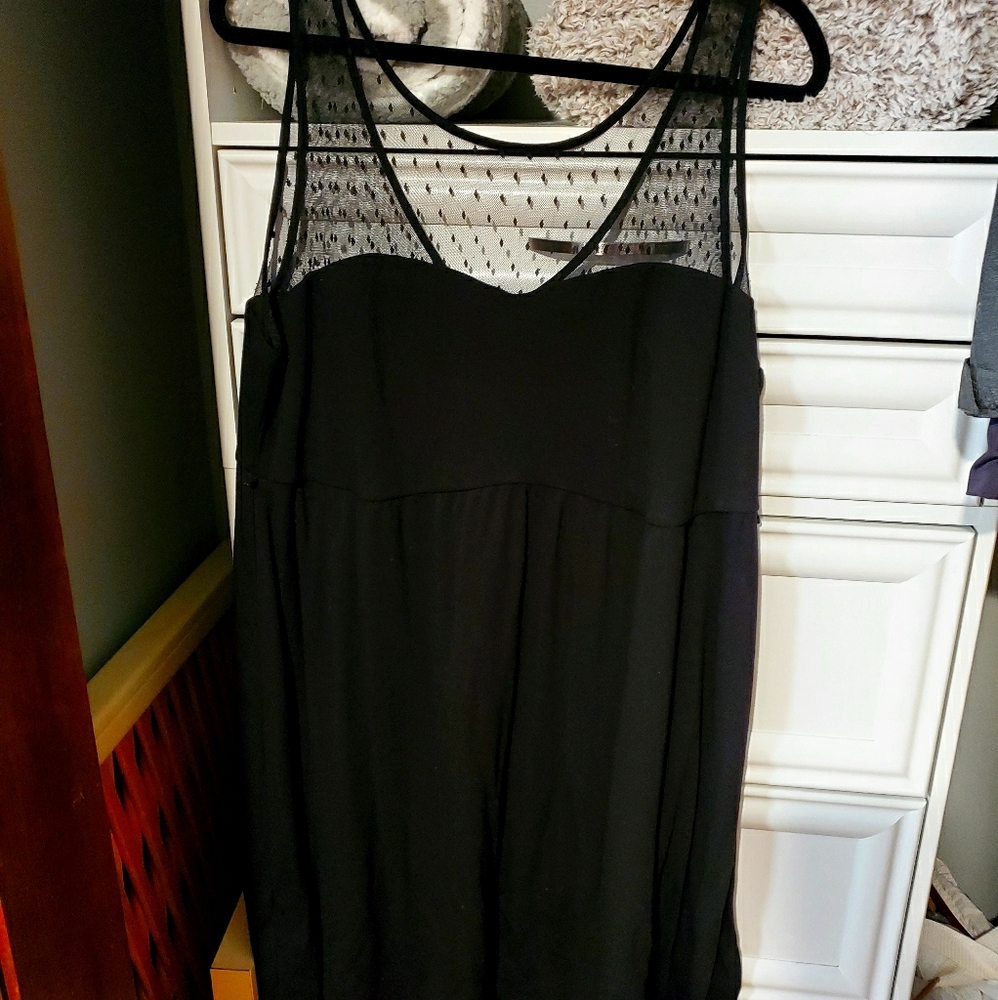 Torrid Black Skater Dress with Mesh Detail